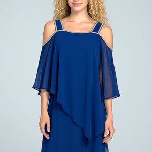 Glamour Nights Royal Blue Dressy Dress With Rhinestone Trim-Size 8